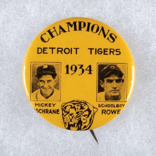 PIN 1934 Tigers Champions Cochrane Rowe